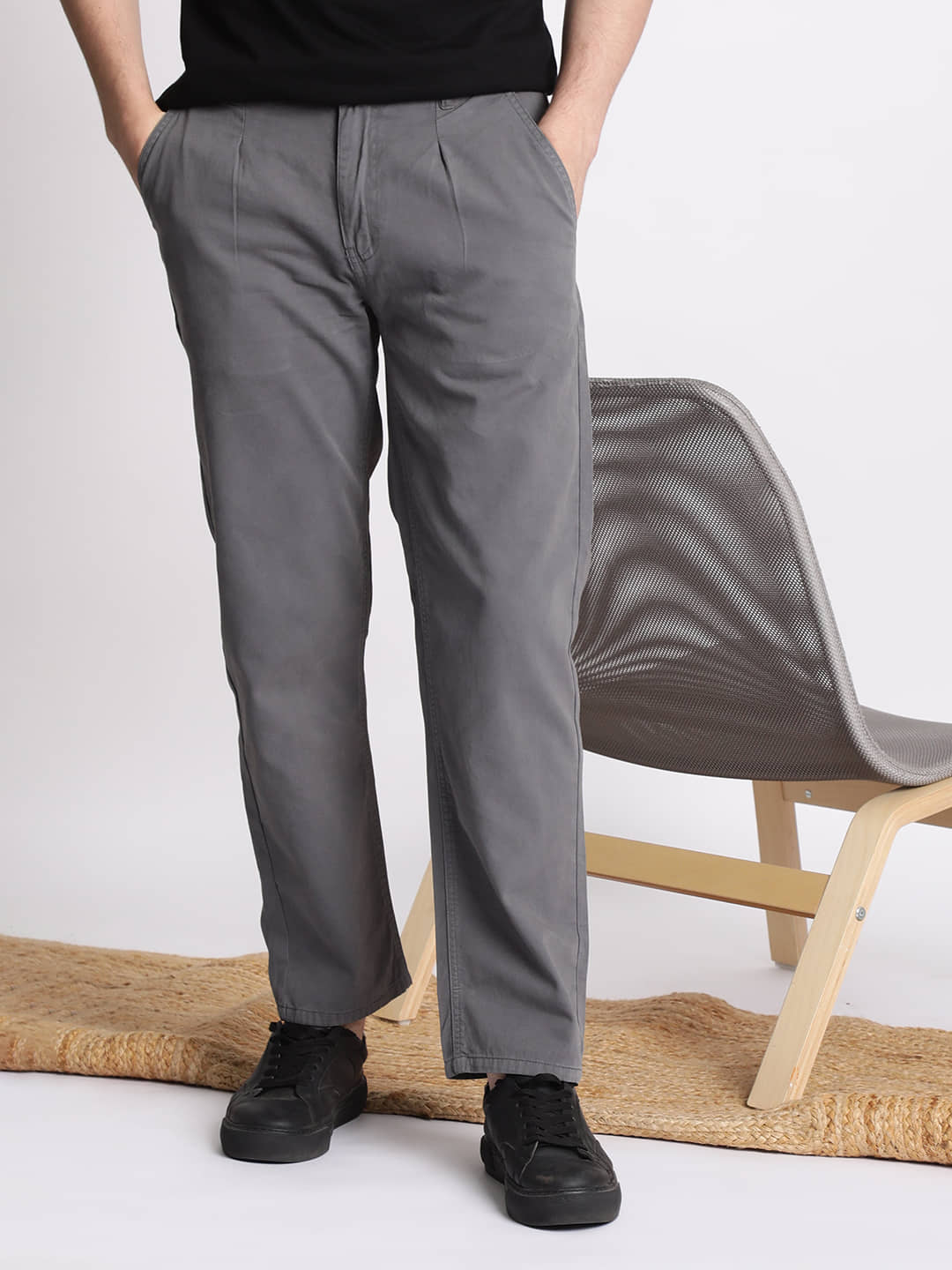 IVOC Relax Flat Men's Chinos - Grey ( Pack of 1 ) - Trousers | Buy online on ZillyBuy