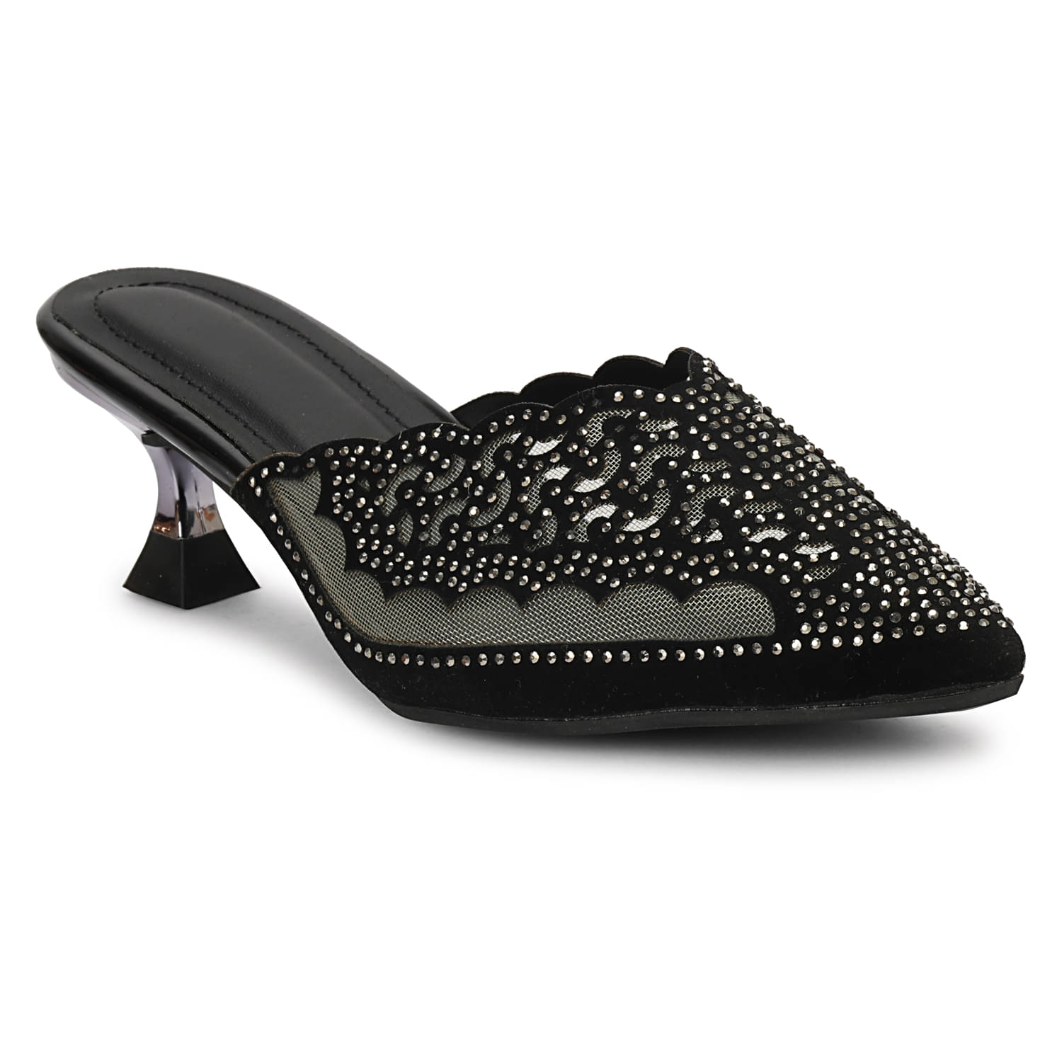     			Ishransh Black Women's Mules Heels
