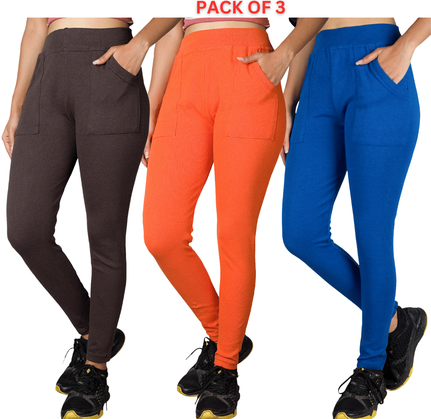 KARARO JEGGINGS - Cotton Blend Skinny Fit Brown Women's Jeggings ( Pack of 3 ) KARARO JEGGINGS - Cotton Blend Skinny Fit Brown Women's Jeggings ( Pack of 3 )