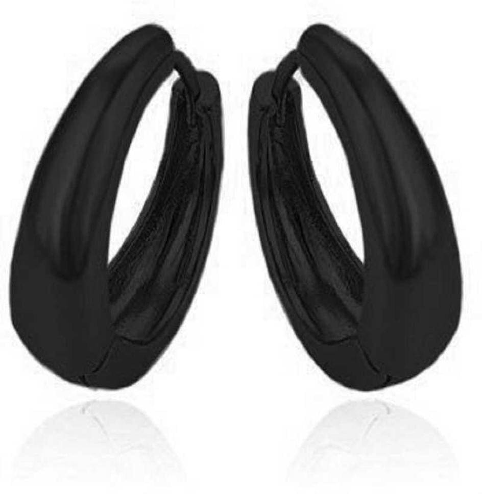     			Mehak Creation Black Hoops Earrings ( Pack of 1 )