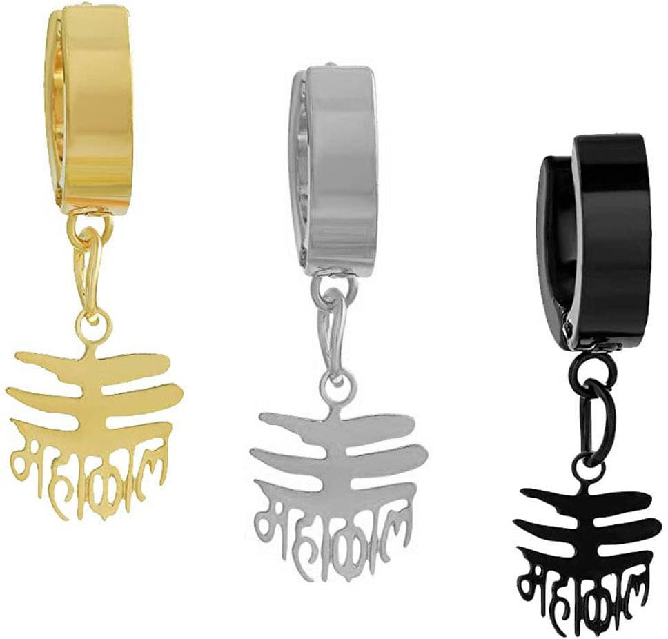     			Mehak Creation Black Hoops Earrings ( Pack of 1 )