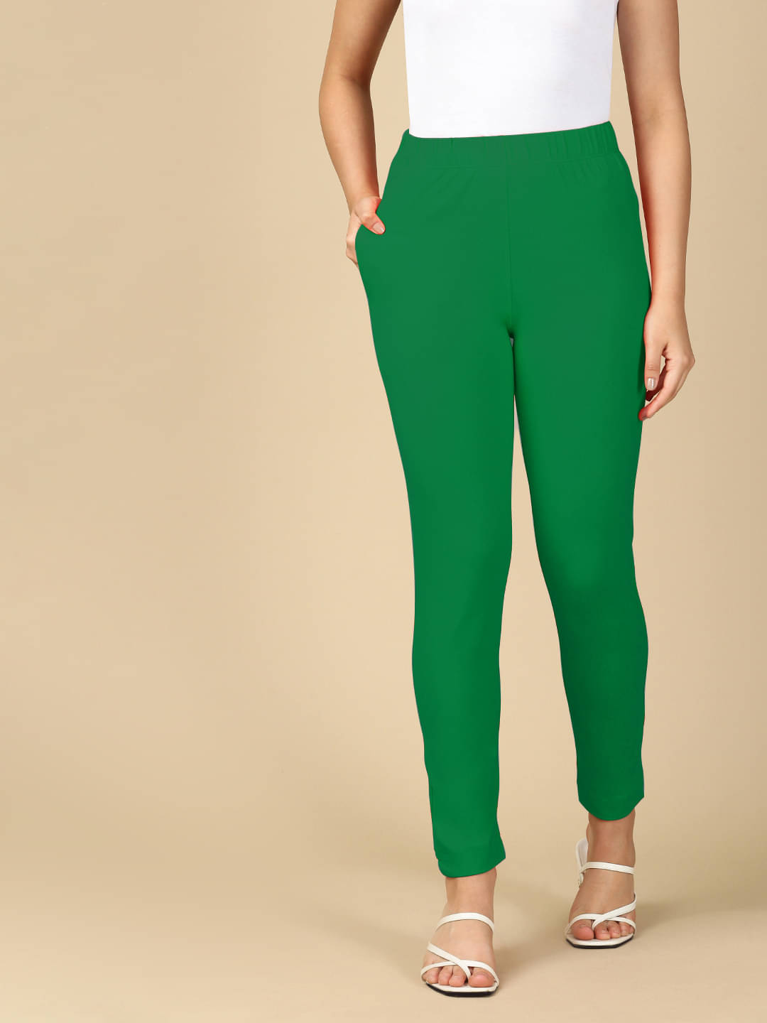     			PYNK Pack of 1 Cotton Blend Regular Women's Casual Pants ( Green )