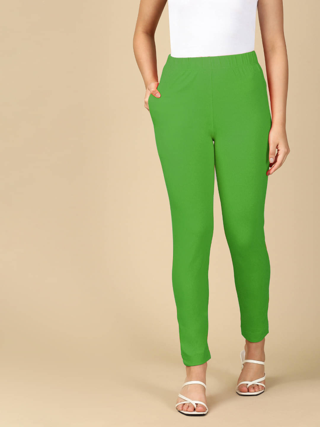     			PYNK Pack of 1 Cotton Blend Regular Women's Casual Pants ( Lime Green )