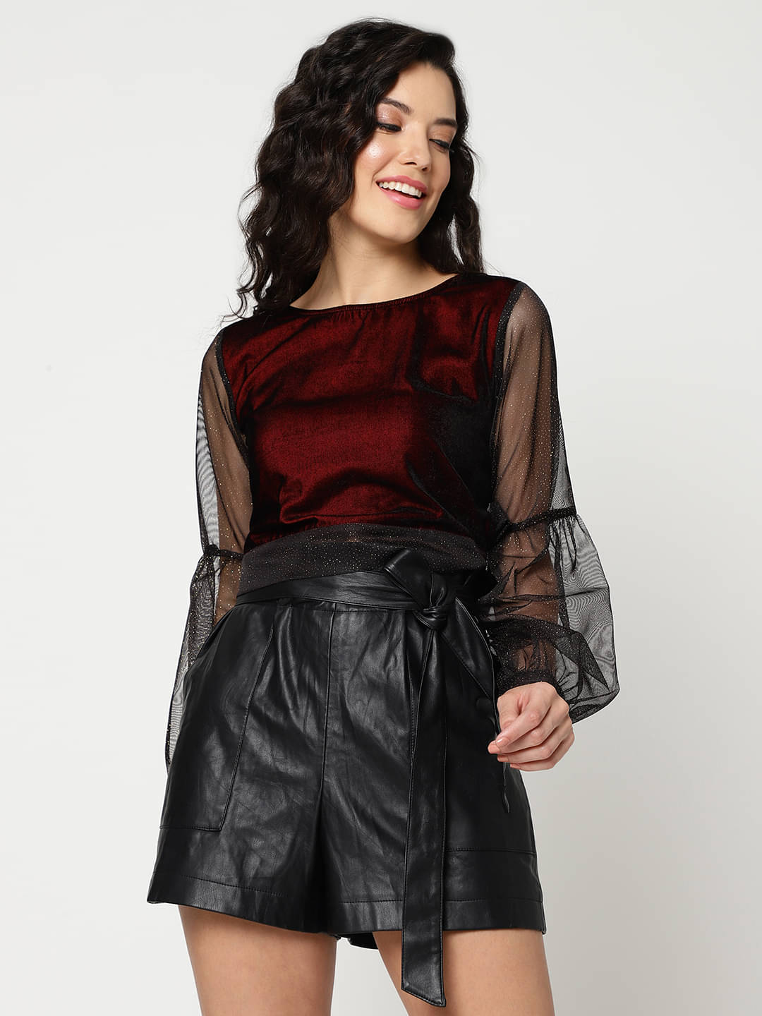 Pannkh Women's Polyester Regular Top ( Black ) Pannkh Women's Polyester Regular Top ( Black )
