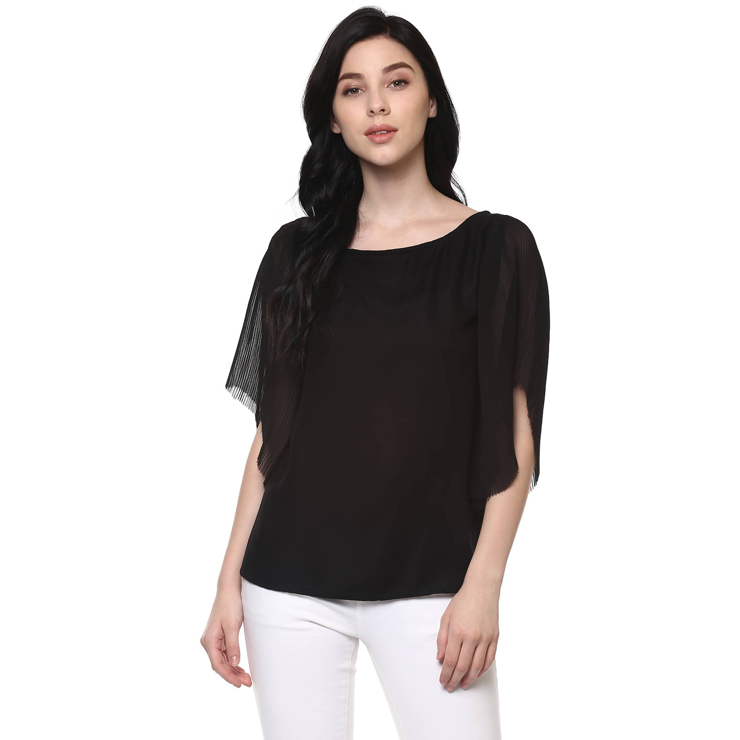Pannkh Women's Rayon Regular Top ( Black ) Pannkh Women's Rayon Regular Top ( Black )
