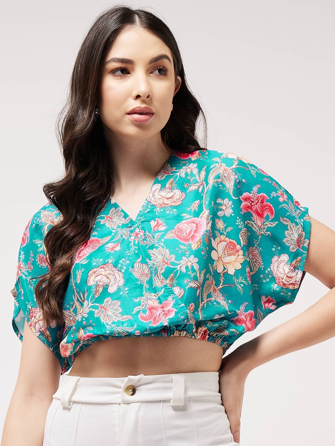     			Pannkh Women's Polyester Crop Top ( Blue )