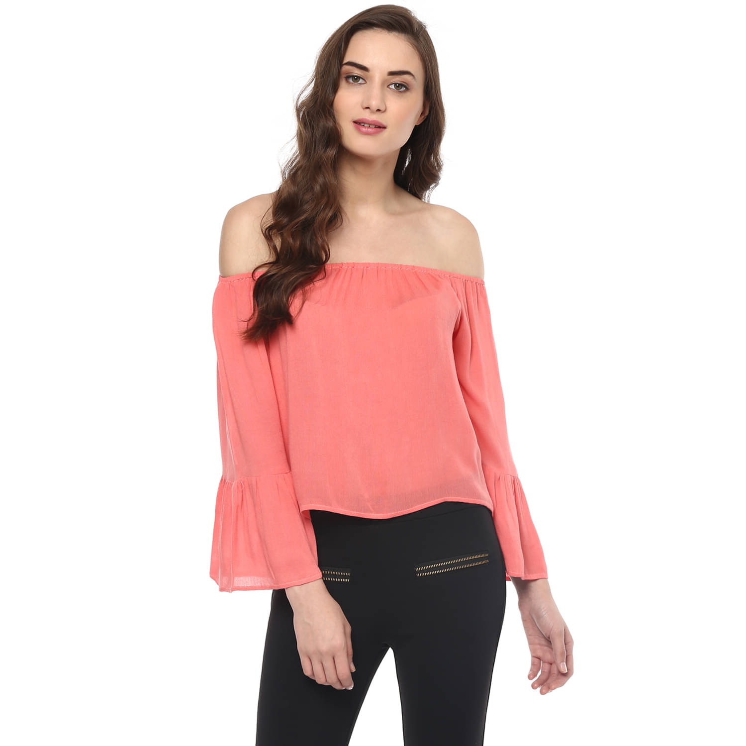 Pannkh Women's Rayon Crop Top ( Coral ) Pannkh Women's Rayon Crop Top ( Coral )