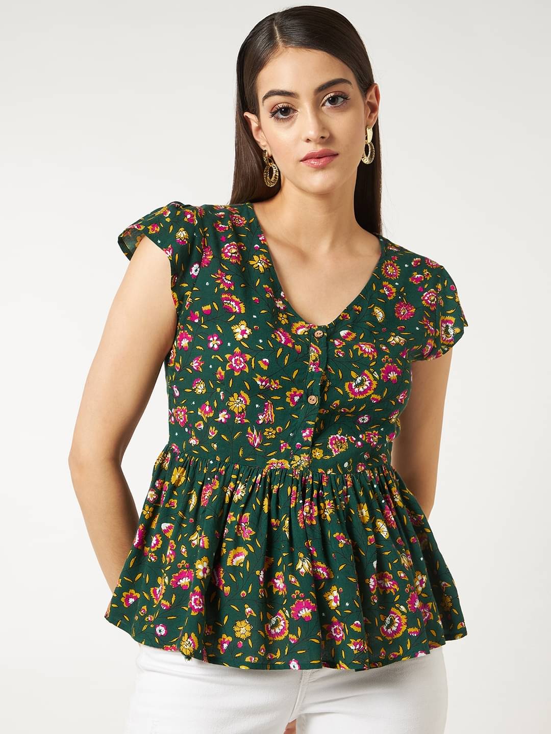 Pannkh Women's Rayon Regular Top ( Green ) Pannkh Women's Rayon Regular Top ( Green )
