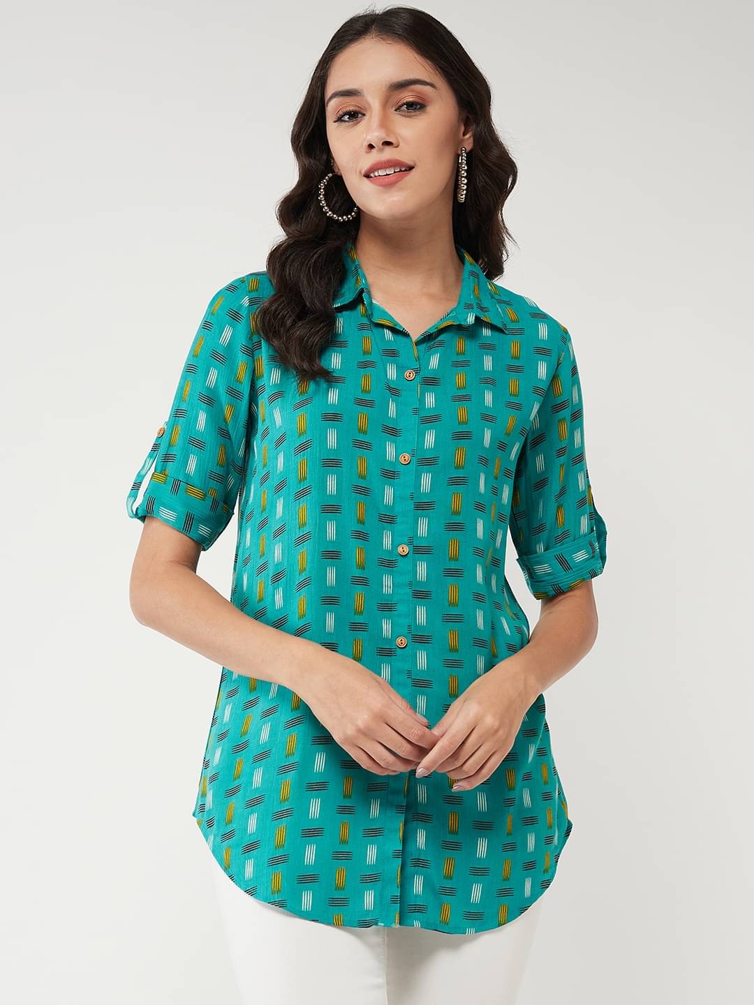Pannkh Women's Viscose Regular Top ( Green ) Pannkh Women's Viscose Regular Top ( Green )