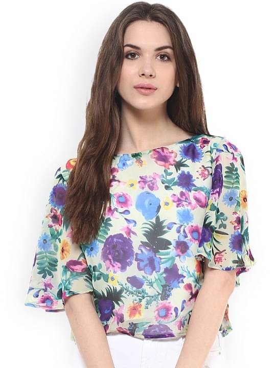 Pannkh Women's Georgette Crop Top ( Multicolor ) Pannkh Women's Georgette Crop Top ( Multicolor )