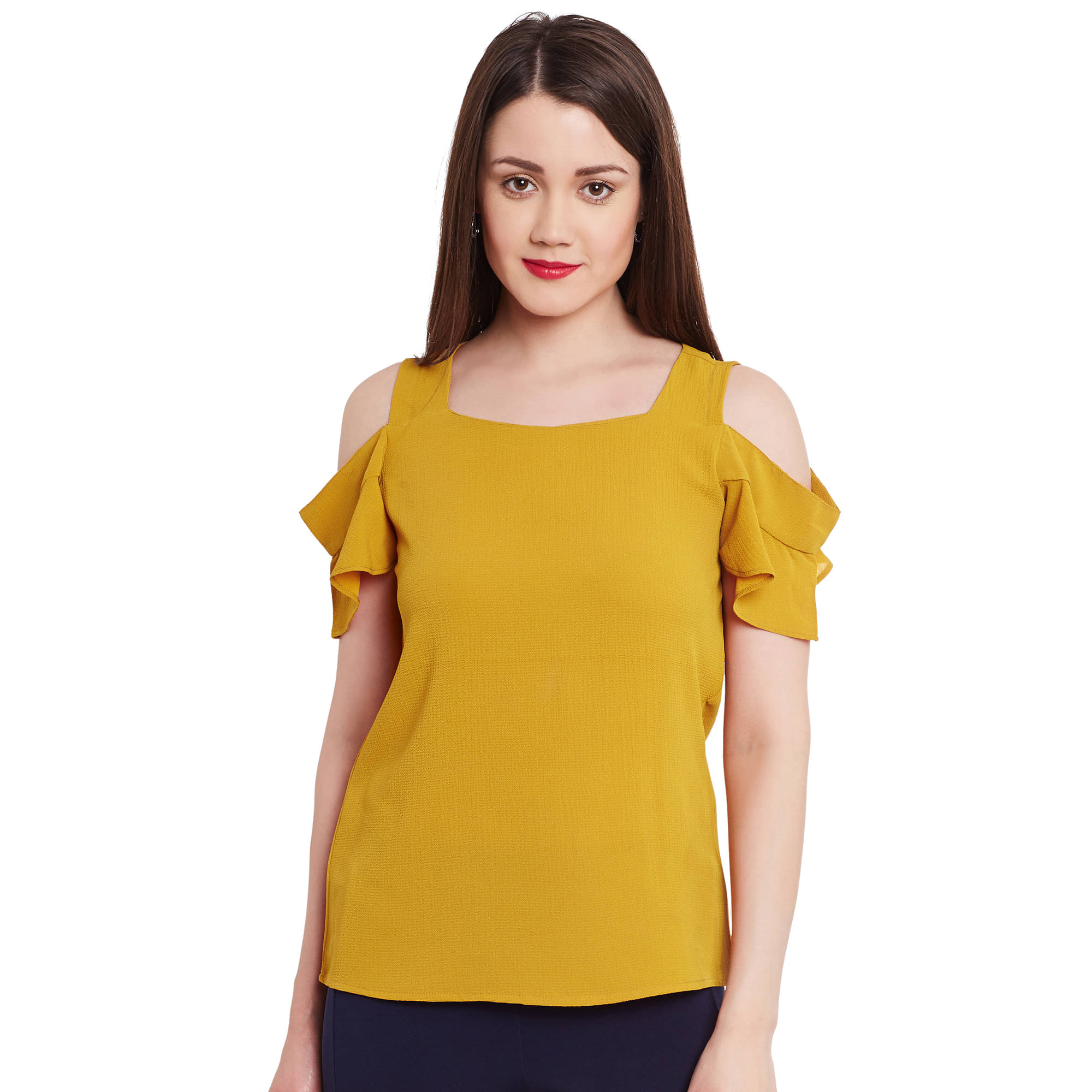Pannkh Women's Polyester Regular Top ( Mustard ) Pannkh Women's Polyester Regular Top ( Mustard )