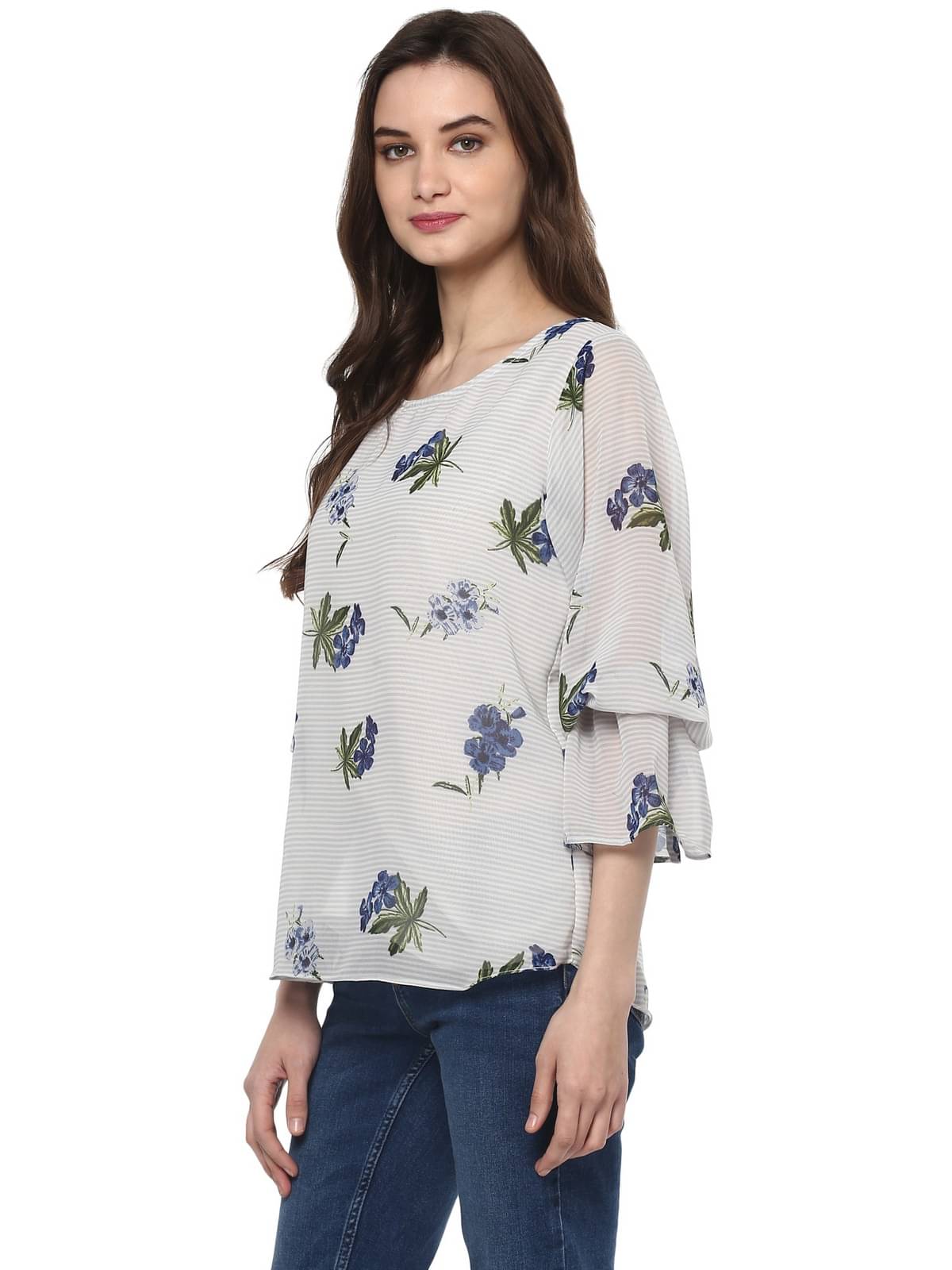     			Pannkh Women's Georgette Regular Top ( Off White )