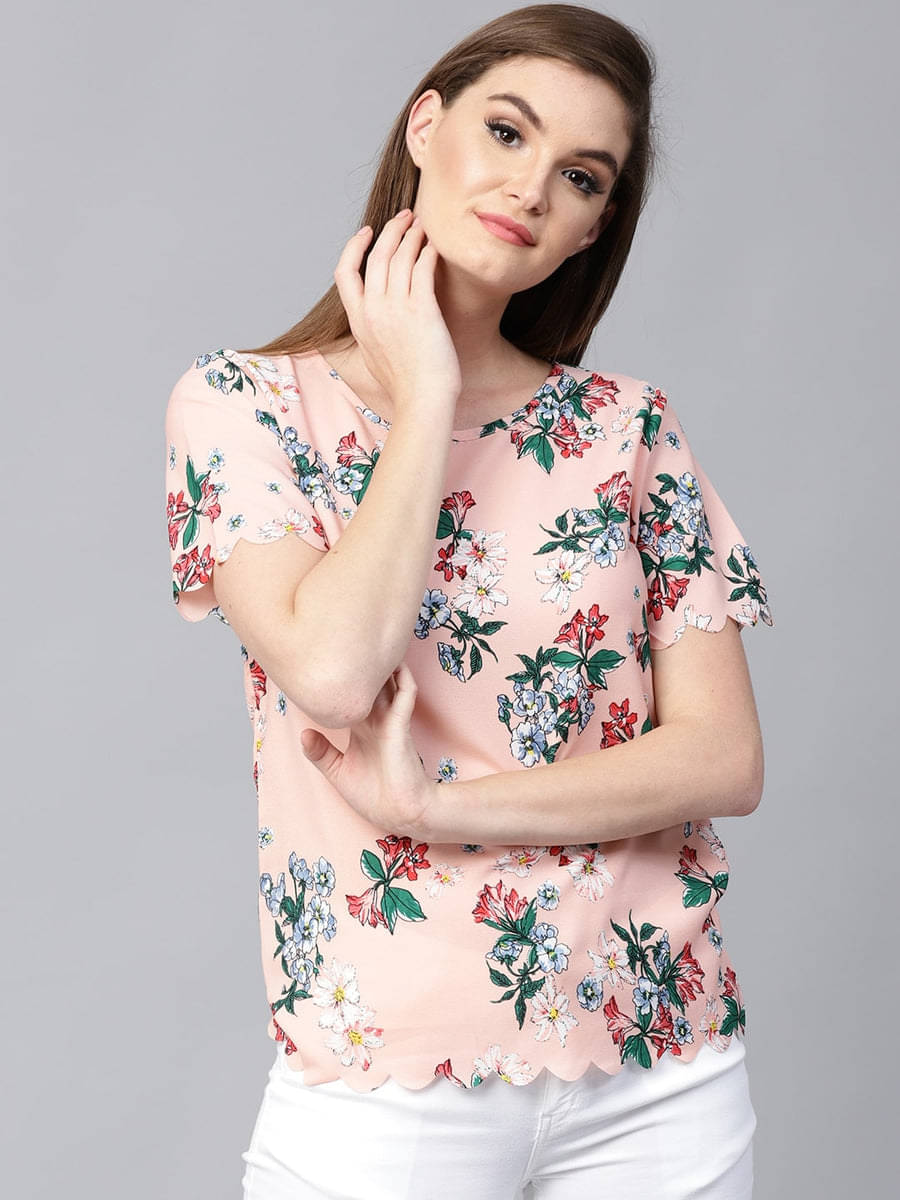Pannkh Women's Polyester Regular Top ( Peach ) Pannkh Women's Polyester Regular Top ( Peach )