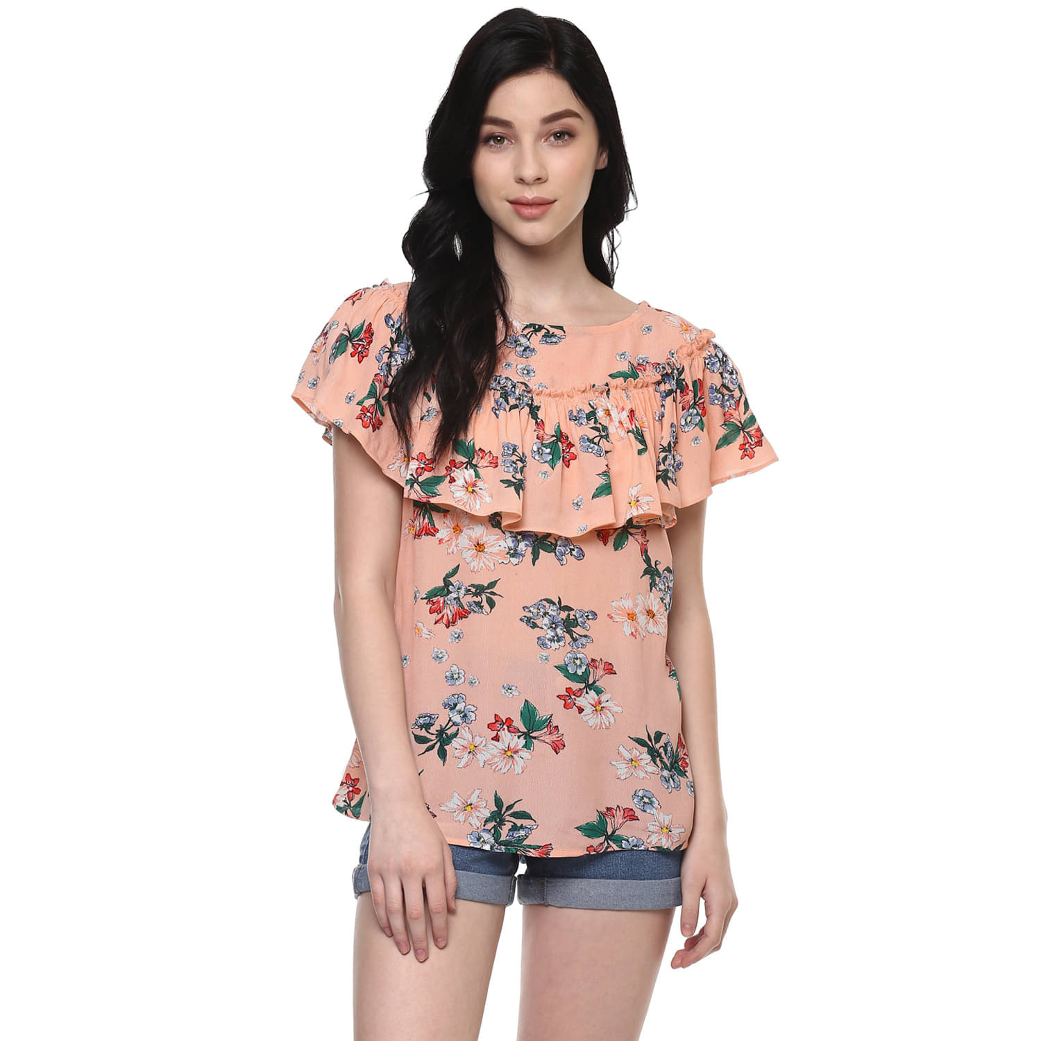 Pannkh Women's Polyester Regular Top ( Peach ) Pannkh Women's Polyester Regular Top ( Peach )