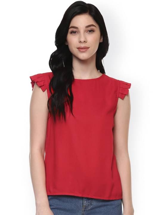 Pannkh Women's Cotton Regular Top ( Red ) Pannkh Women's Cotton Regular Top ( Red )