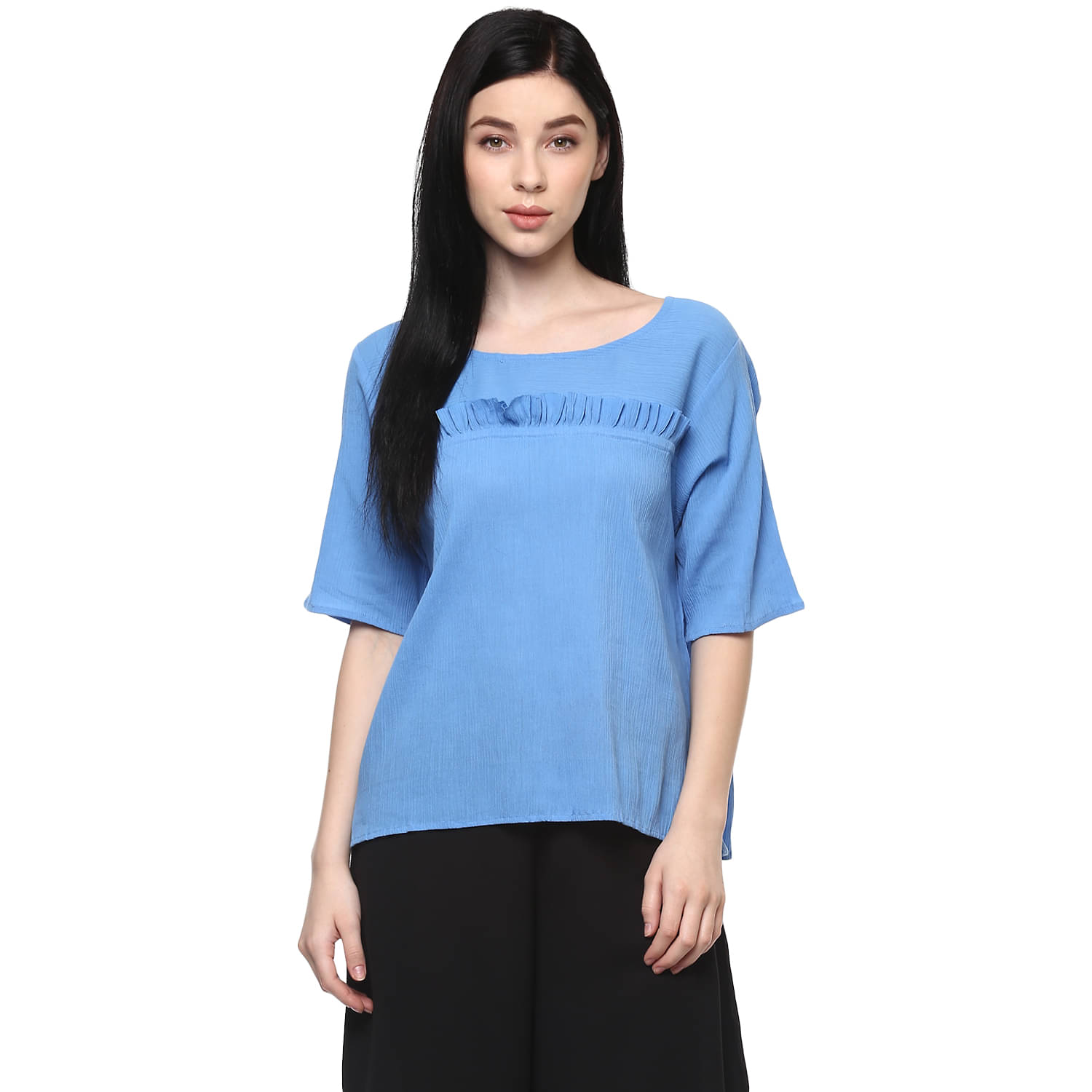 Pannkh Women's Cotton Regular Top ( Turquoise )     			Pannkh Women's Cotton Regular Top ( Turquoise )