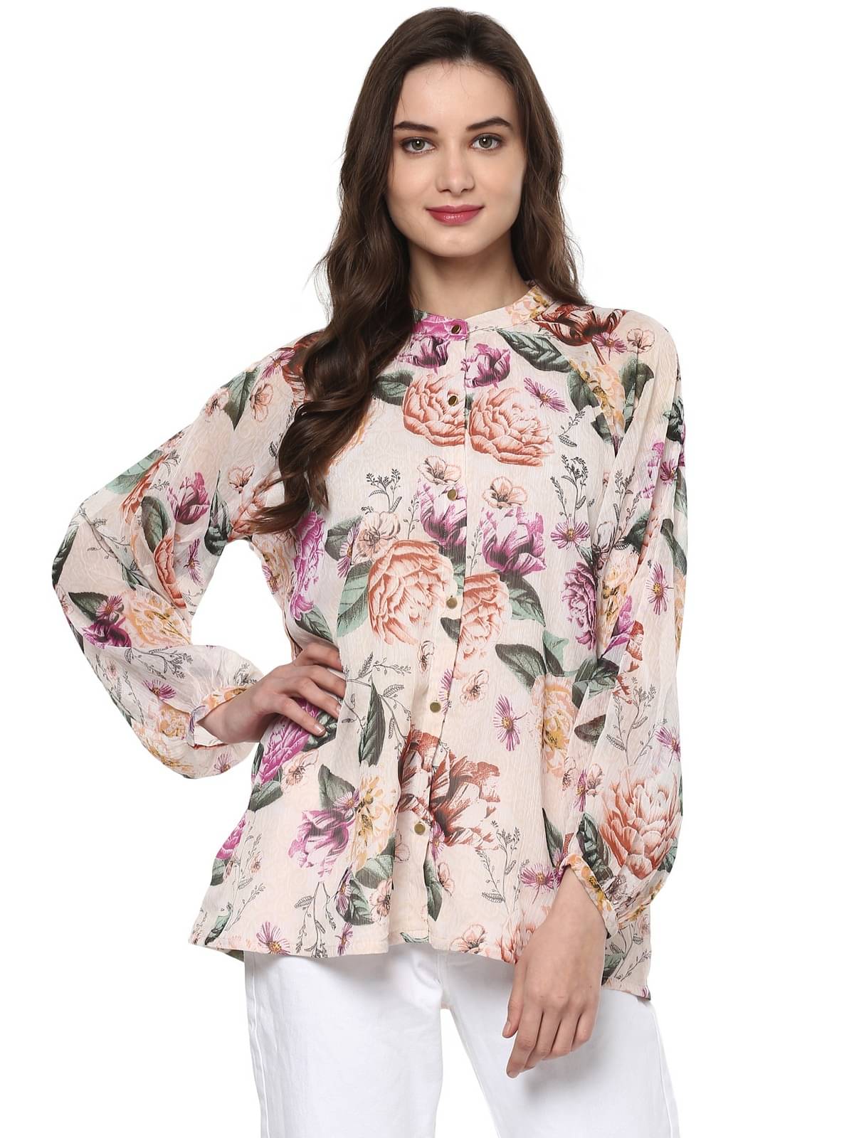 Pannkh Women's Chiffon Regular Top ( White ) Pannkh Women's Chiffon Regular Top ( White )