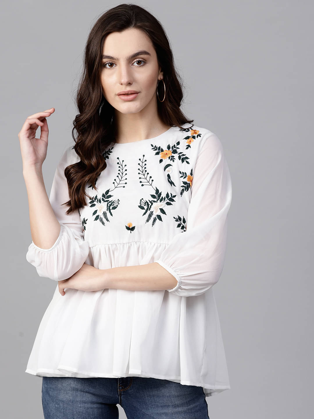     			Pannkh White Polyester Women's Regular Top ( Pack of 1 )