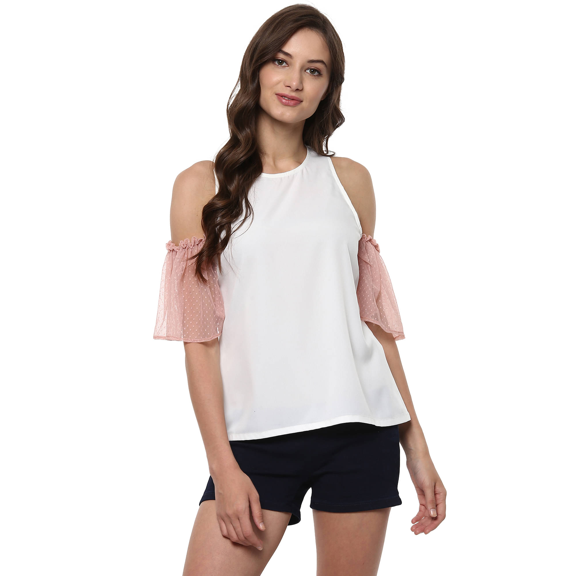 Pannkh Women's Polyester Regular Top ( White ) Pannkh Women's Polyester Regular Top ( White )