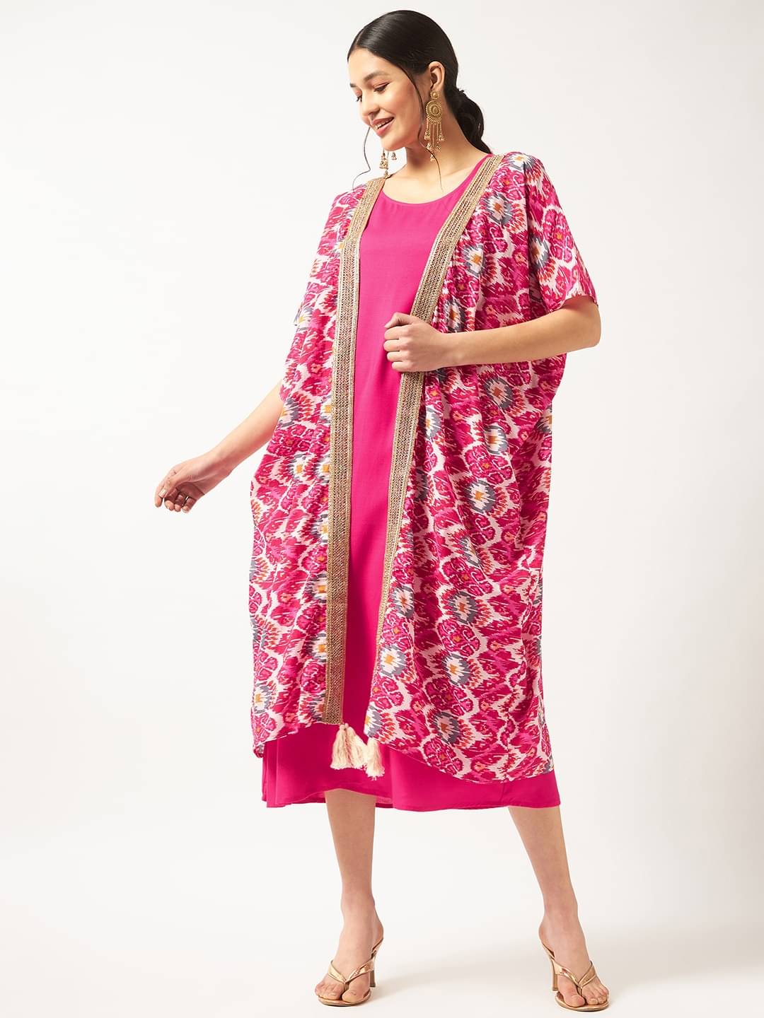     			Pannkh Women Printed Top With Trousers Co-Ord Set ( Pink )