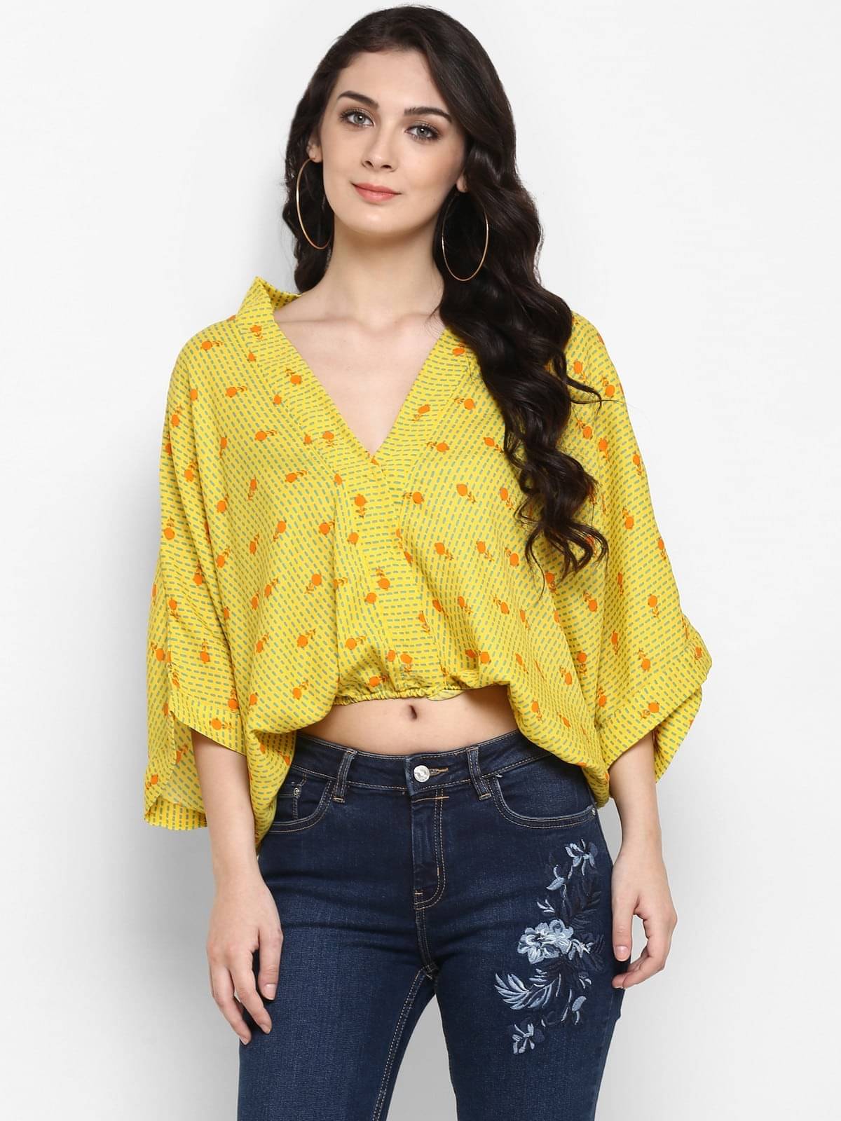 Pannkh Women's Polyester Regular Top ( Yellow ) Pannkh Women's Polyester Regular Top ( Yellow )