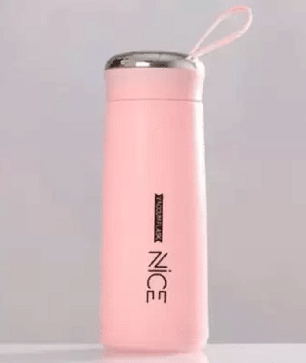     			Qin Pin Water Bottle for Work, School & Office Use Pink Glass Water Bottle 400 mL ( Set of 1 )