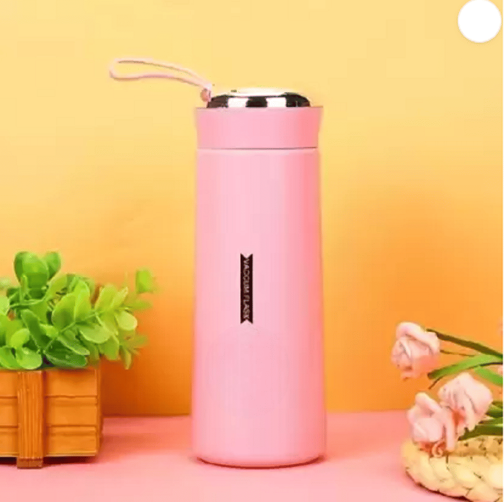     			Qin Pin Water Bottle for Work, School & Office Use Pink Glass Water Bottle 400 mL ( Set of 1 )