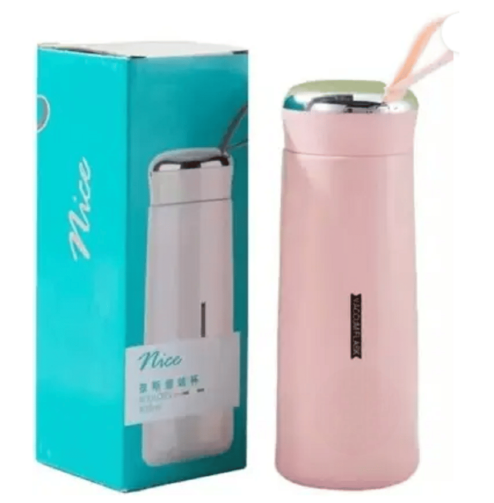     			Qin Pin Water Bottle for Work, School & Office Use Pink Glass Water Bottle 400 mL ( Set of 1 )