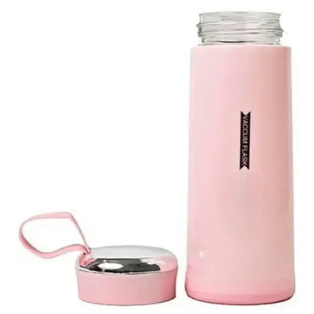     			Qin Pin Water Bottle for Work, School & Office Use Pink Glass Water Bottle 400 mL ( Set of 1 )