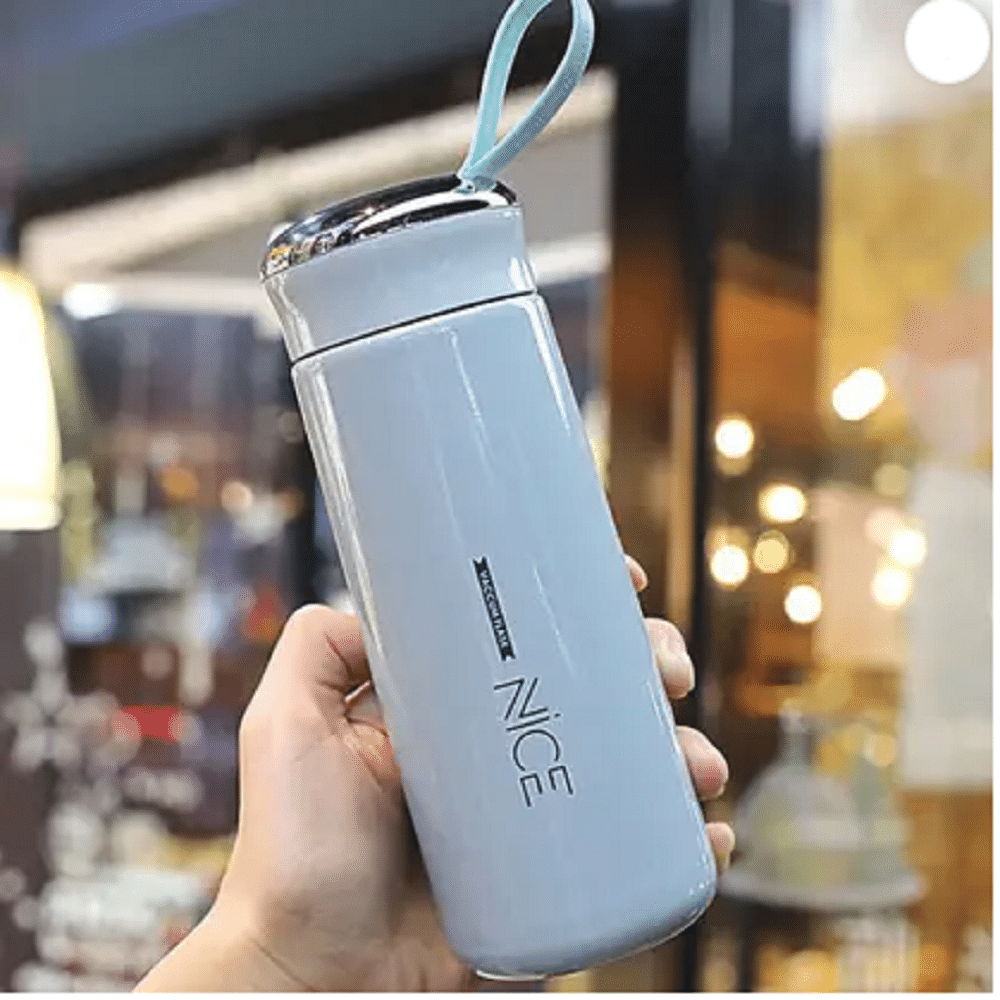     			Qin Pin Water Bottle for Work, School & Office Use Blue Glass Water Bottle 400 mL ( Set of 1 )