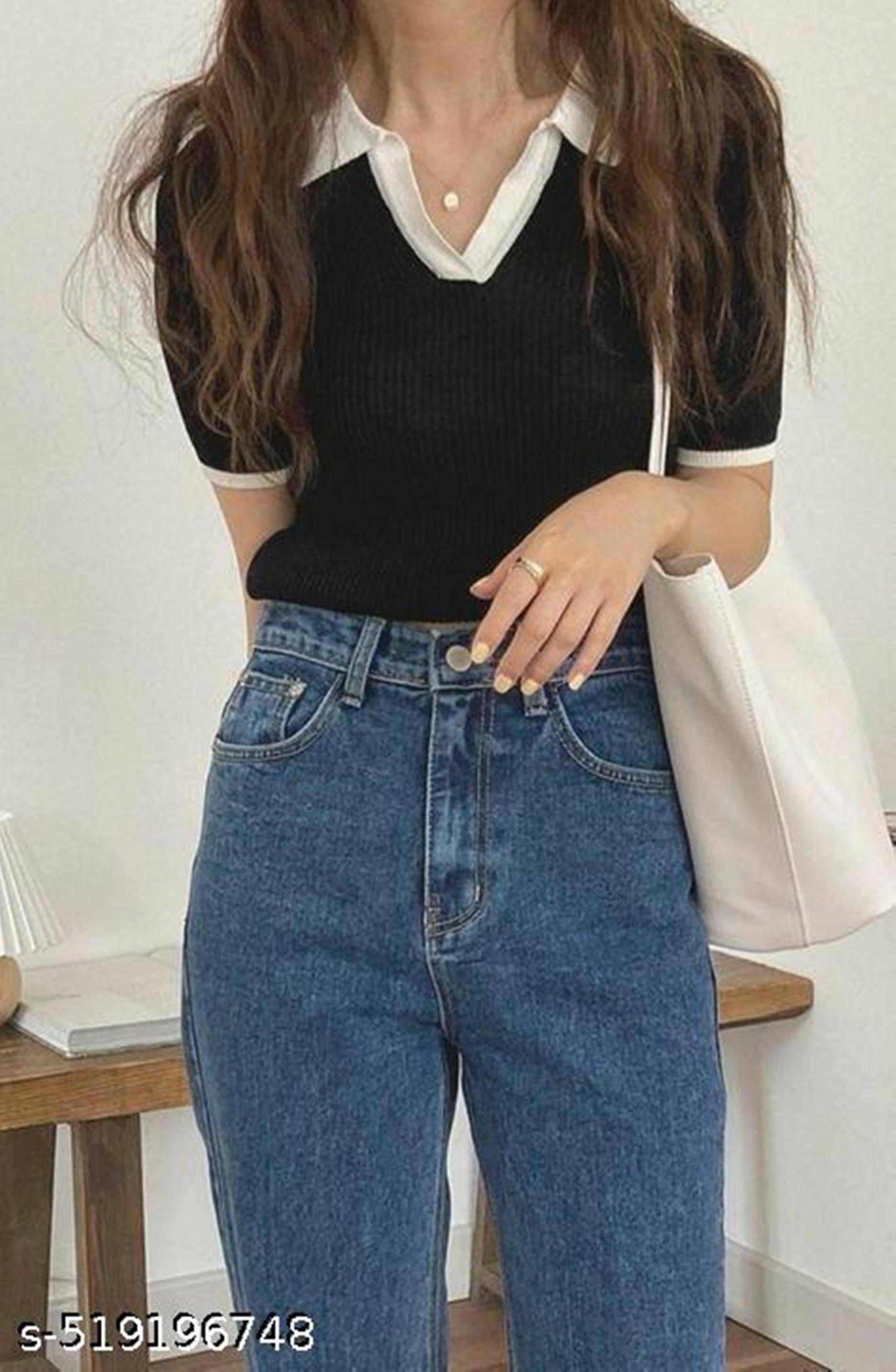     			RC NEOEN Black Viscose Women's Crop Top ( Pack of 1 )