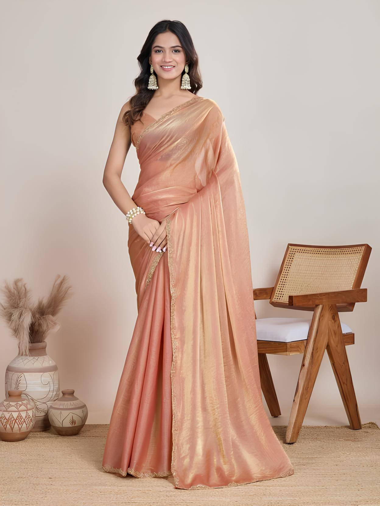 Sidhidata Chiffon Embellished Saree With Unstitched Blouse Piece ( Pink ) Sidhidata Chiffon Embellished Saree With Unstitched Blouse Piece ( Pink )