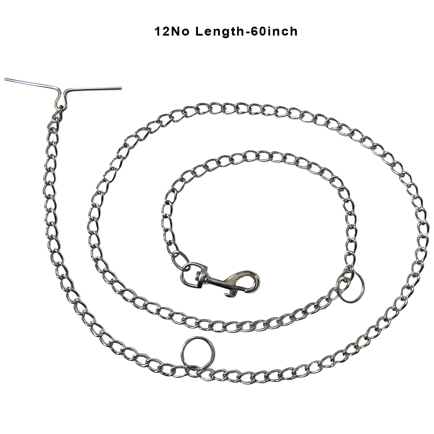     			" Silver Grind No.12 Dogs Leash Heavy Duty Dog Chain with Heavy Hook (L - 60 Inc Silver Leash ( Small )