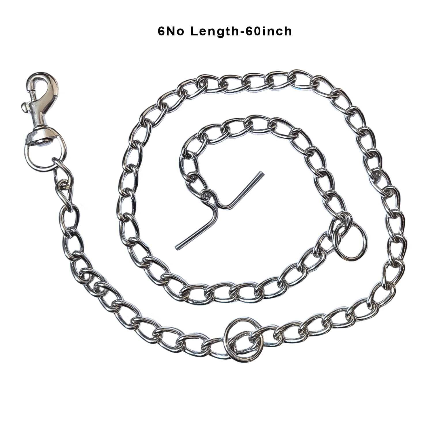 " Silver Grind No.6 Dogs Leash Heavy Duty Dog Chain with Heavy Hook (L - 60 Inch Silver Leash ( Large ) " Silver Grind No.6 Dogs Leash Heavy Duty Dog Chain with Heavy Hook (L - 60 Inch Silver Leash ( Large )