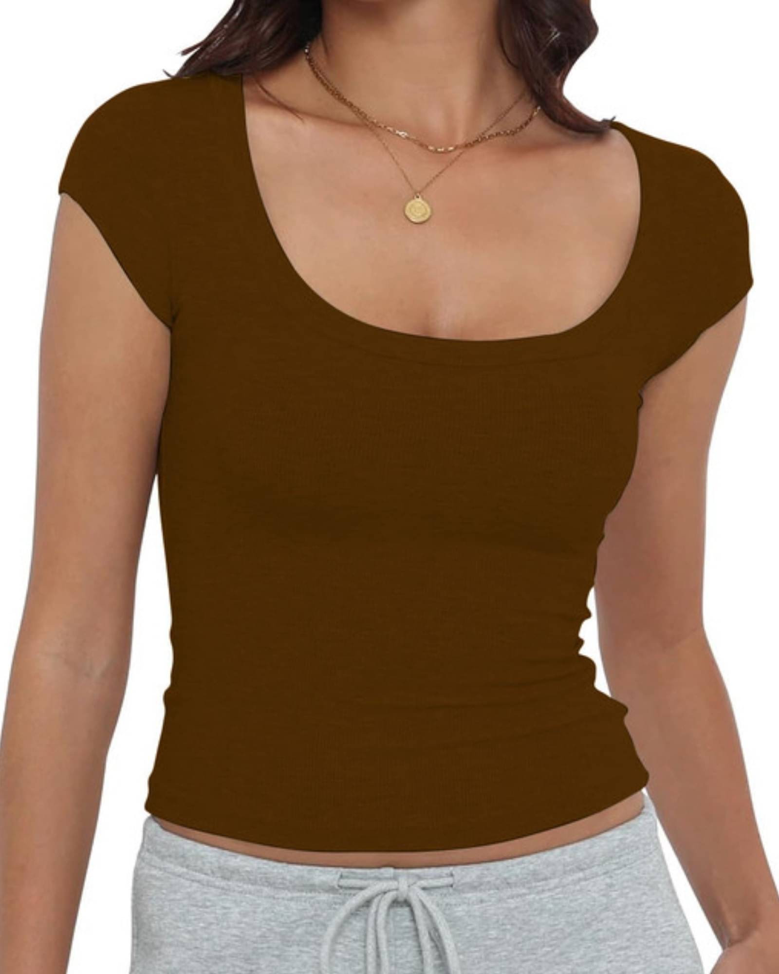     			THE BLAZZE Women's Cotton Crop Top ( Brown )