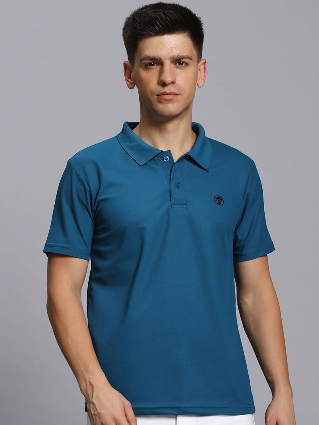 TIMBER HITCH Pack of 1 Cotton Blend Regular Fit Solid Half Sleeves Men's Polo T Shirt ( Teal Blue ) TIMBER HITCH Pack of 1 Cotton Blend Regular Fit Solid Half Sleeves Men's Polo T Shirt ( Teal Blue )