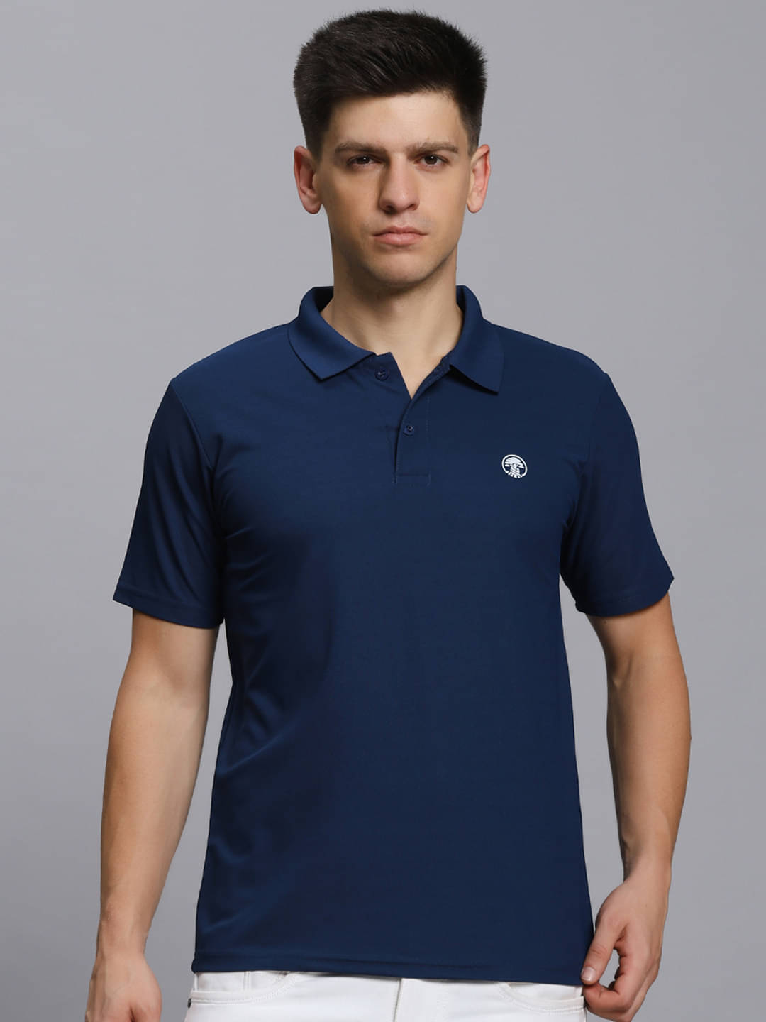     			TIMBER HITCH Pack of 1 Cotton Blend Regular Fit Solid Half Sleeves Men's Polo T Shirt ( Indigo )