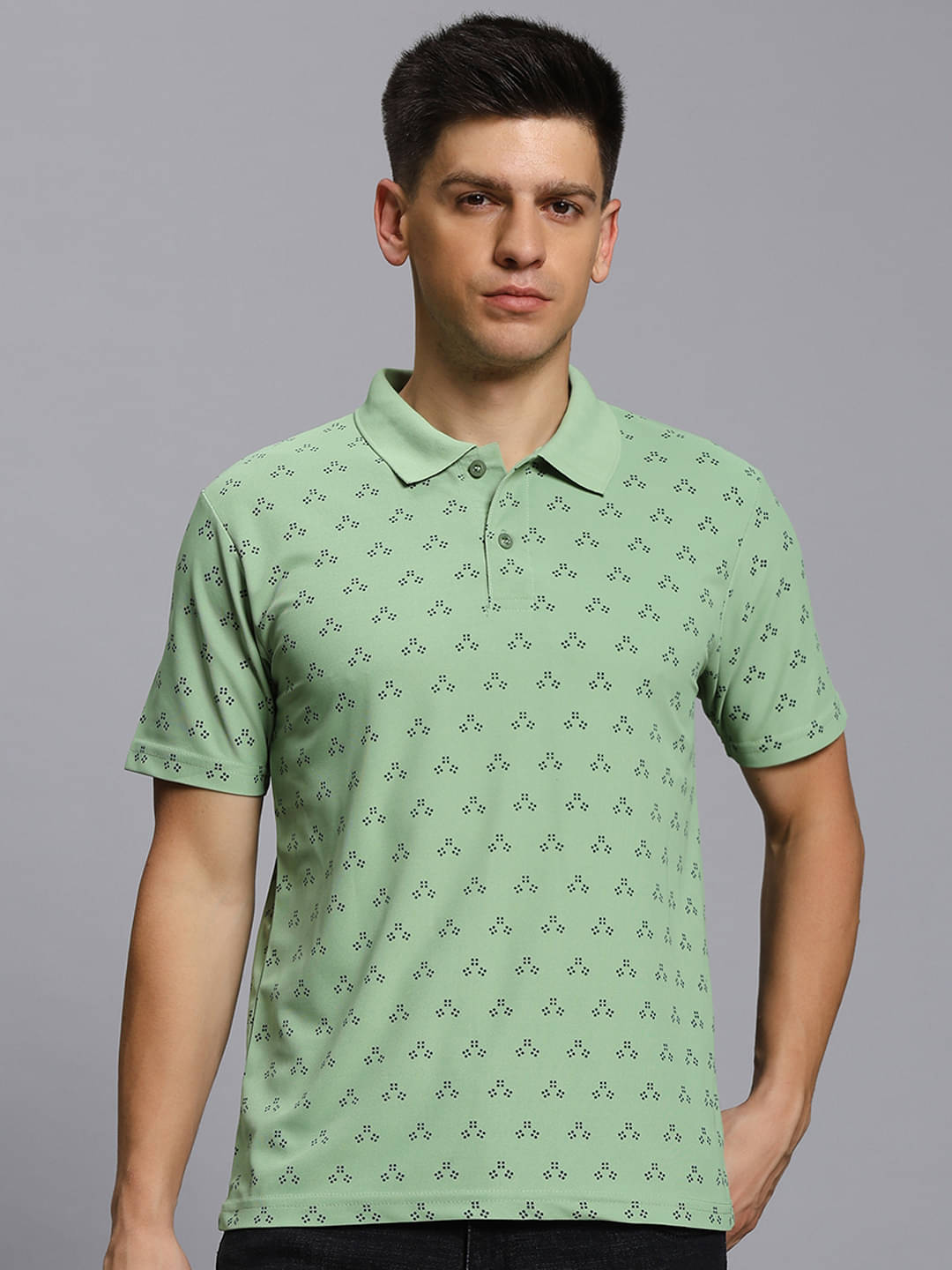     			TIMBER HITCH Pack of 1 Cotton Blend Regular Fit Printed Half Sleeves Men's Polo T Shirt ( Sea Green )