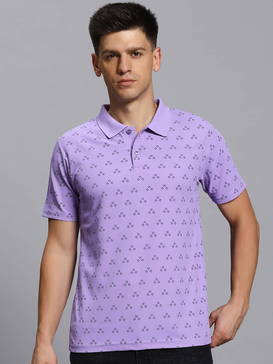     			TIMBER HITCH Pack of 1 Cotton Blend Regular Fit Printed Half Sleeves Men's Polo T Shirt ( Purple )