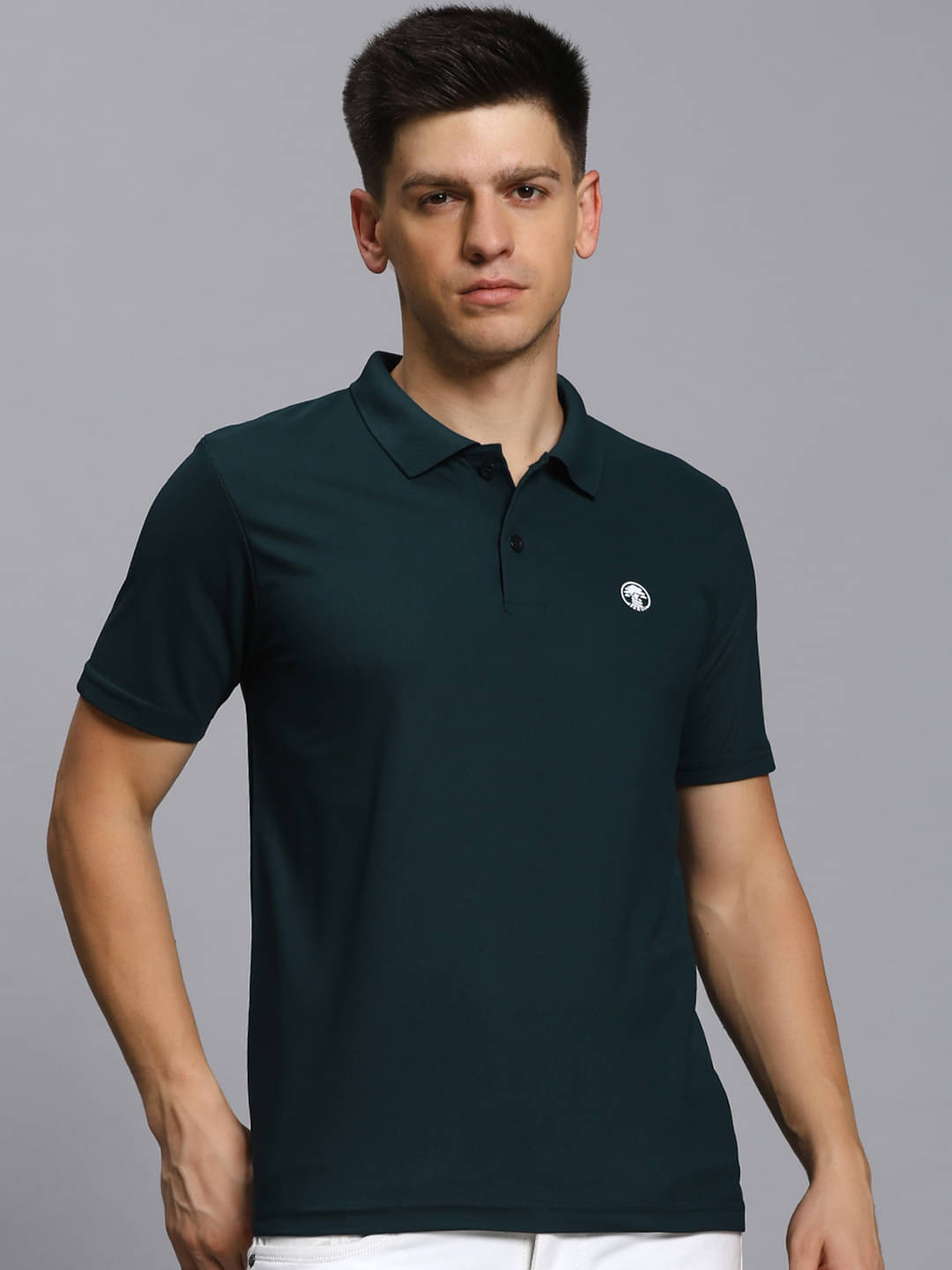     			TIMBER HITCH Pack of 1 Cotton Blend Regular Fit Solid Half Sleeves Men's Polo T Shirt ( Dark Green )