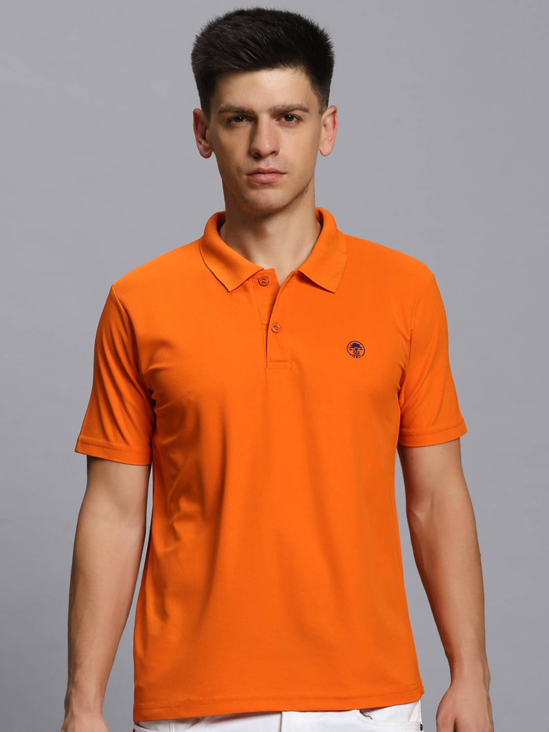 TIMBER HITCH Pack of 1 Cotton Blend Regular Fit Solid Half Sleeves Men's Polo T Shirt ( Orange ) TIMBER HITCH Pack of 1 Cotton Blend Regular Fit Solid Half Sleeves Men's Polo T Shirt ( Orange )