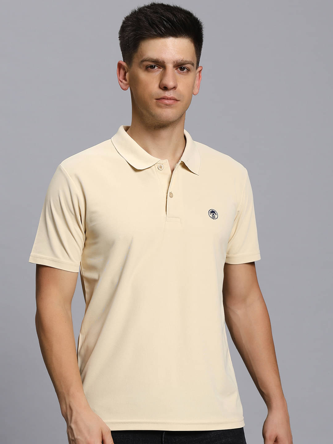     			TIMBER HITCH Pack of 1 Cotton Blend Regular Fit Solid Half Sleeves Men's Polo T Shirt ( Beige )