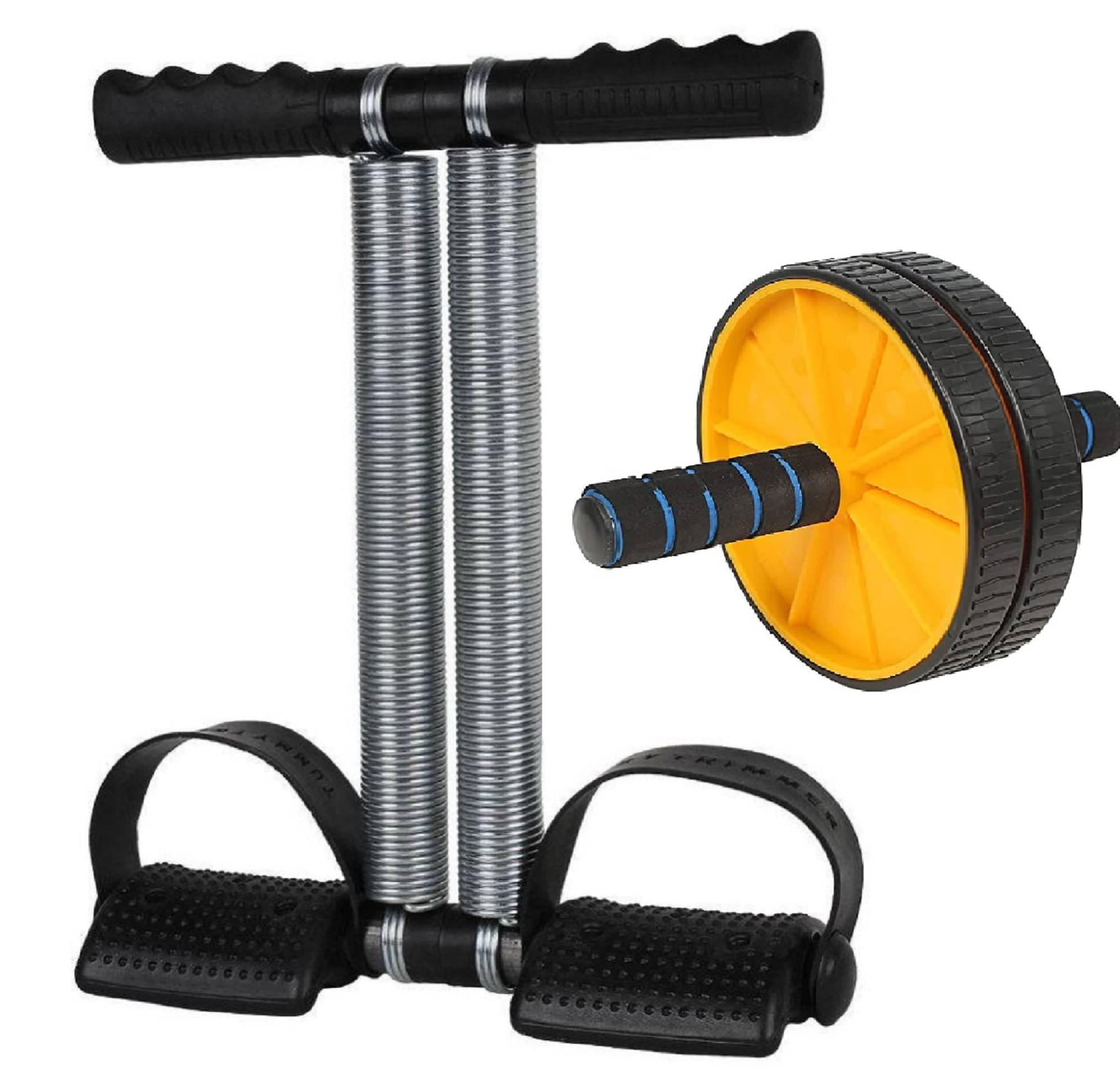     			Tummy Trimmer with Ab Roller – Dual Spring Ab Exerciser & Roller Wheel for Core Strength, Waist Toning, and Full-Body Workouts – Portable Home Gym Equipment for All Fitness Levels
