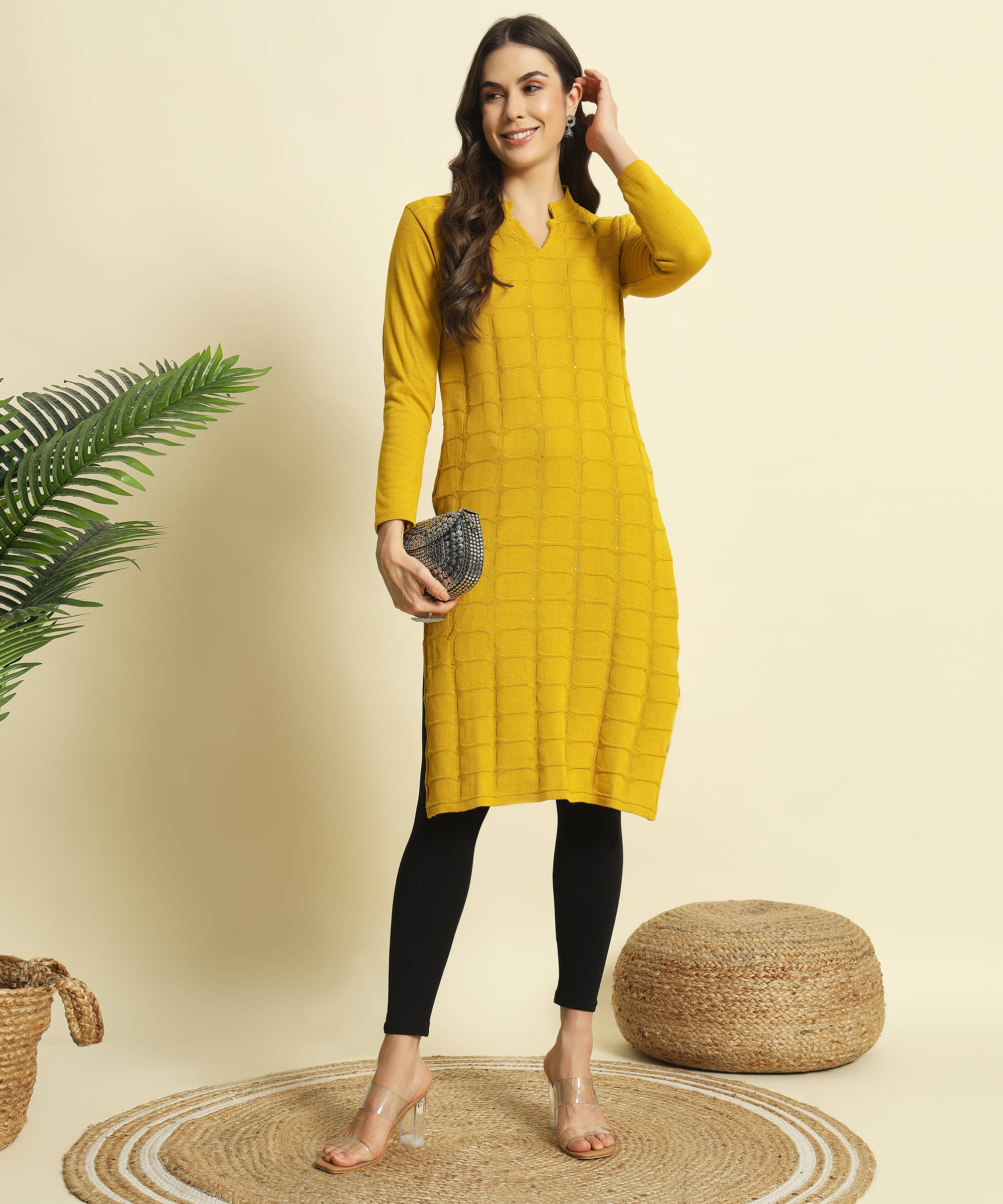 ZEPPI Pack of 1 Woollen Self Design Straight Women's Kurti - ( Orange ) ZEPPI Pack of 1 Woollen Self Design Straight Women's Kurti - ( Orange )