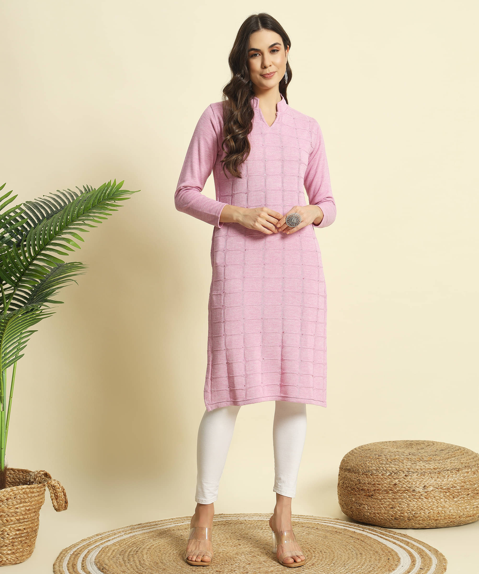 ZEPPI Pack of 1 Woollen Self Design Straight Women's Kurti - ( Pink ) ZEPPI Pack of 1 Woollen Self Design Straight Women's Kurti - ( Pink )