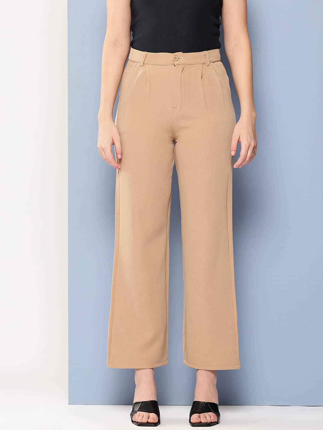     			Aarika Pack of 1 Polyester Wide Leg Women's Casual Pants ( Beige )