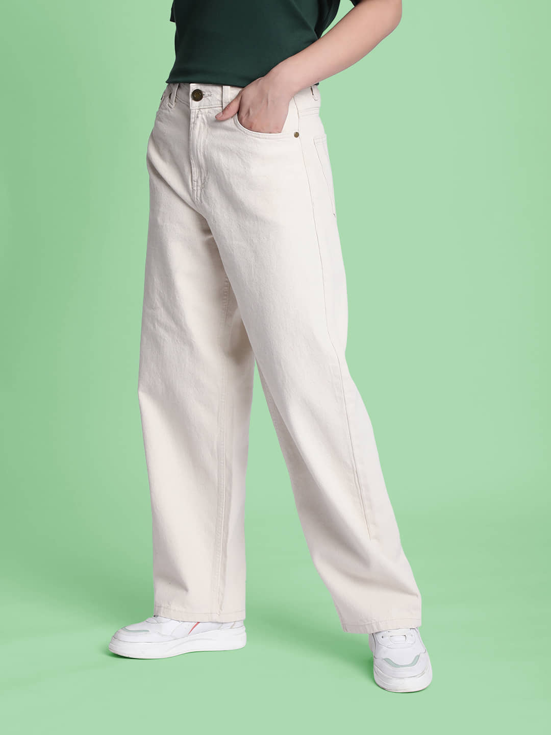 Bene Kleed Cream Colored Jeans For Ladies Bene Kleed Men Mid-Rise