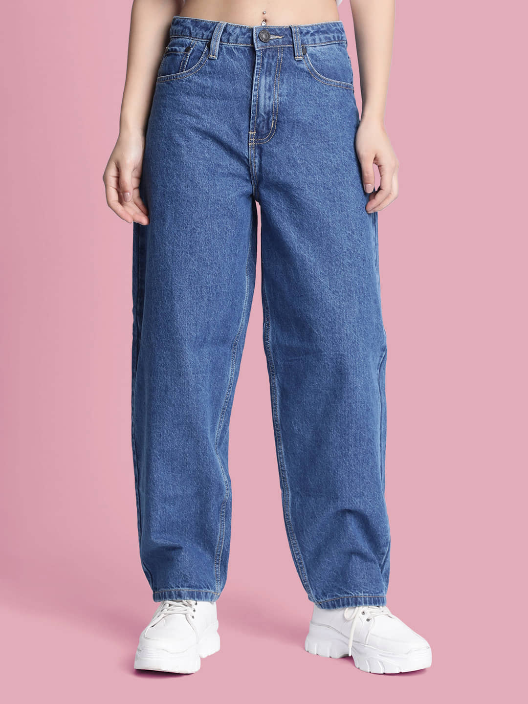 Bene Kleed - Blue Cotton Wide Leg Women's Jeans ( Pack of 1 ) - Jeans | Buy online on ZillyBuy