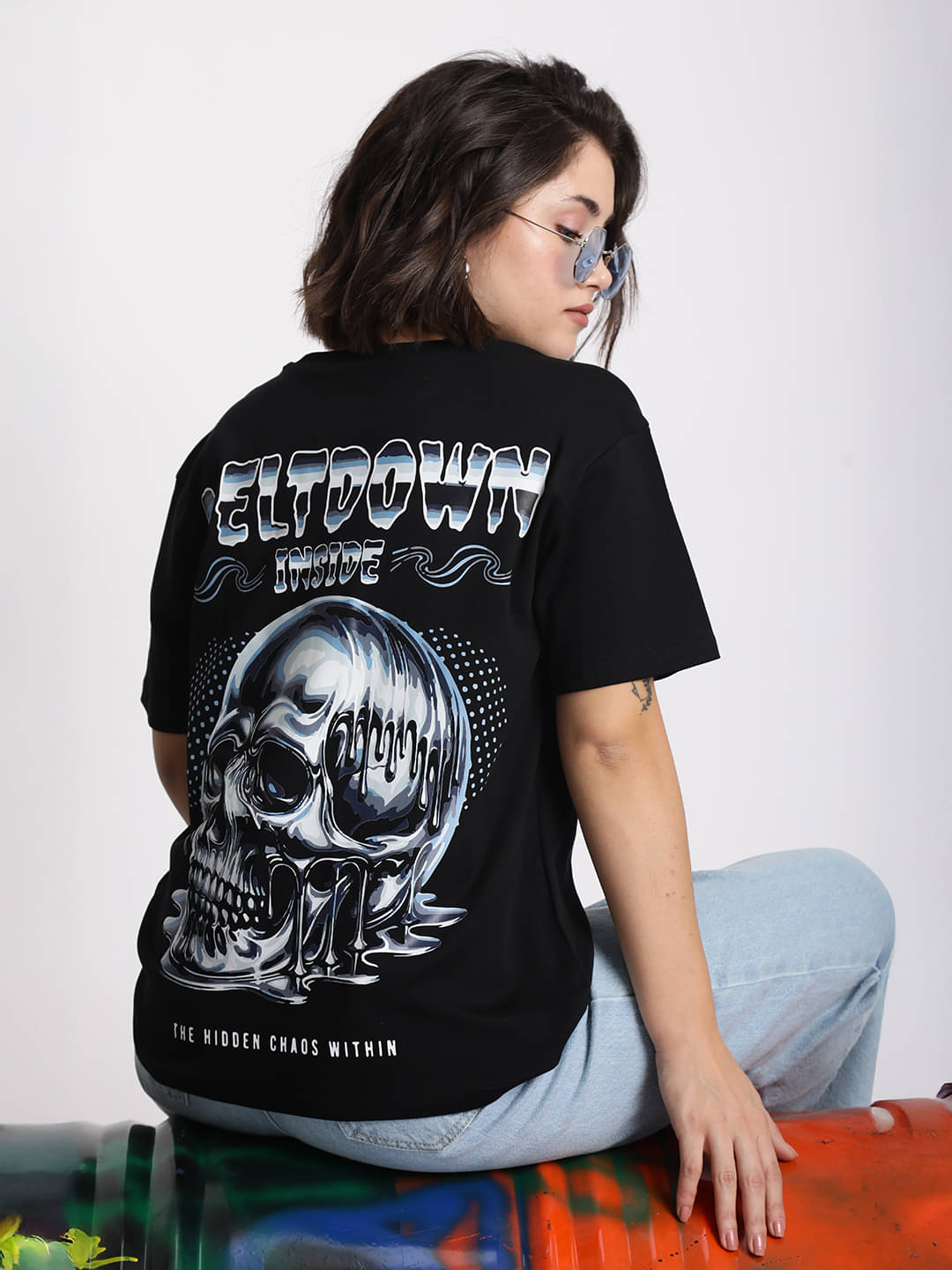 Bene Kleed Women Cotton Printed Oversized Fit Round Neck T-Shirt ( Black )     			Bene Kleed Women Cotton Printed Oversized Fit Round Neck T-Shirt ( Black )