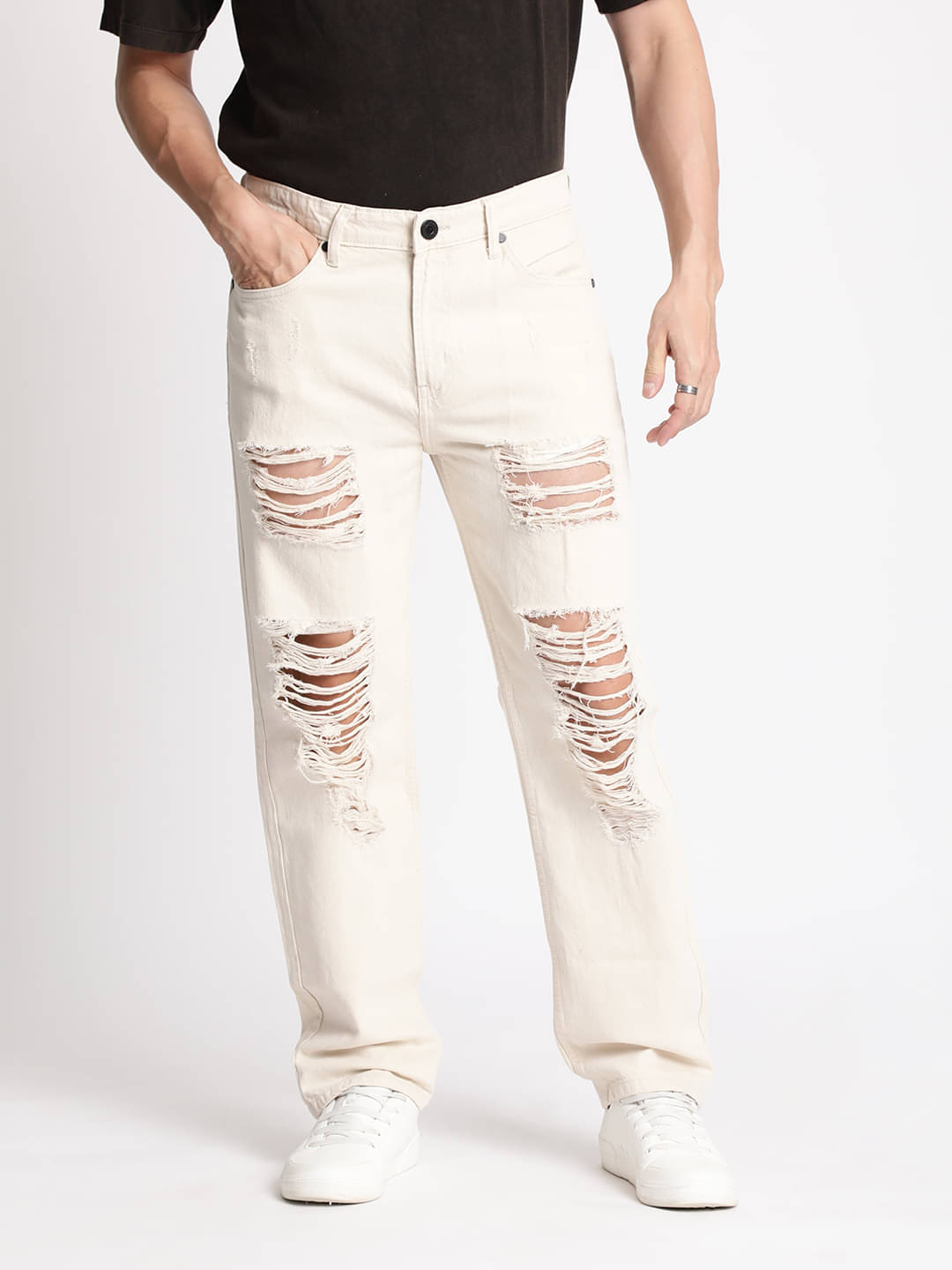     			Bene Kleed Relaxed Distressed Men's Jeans - Beige ( Pack of 1 )